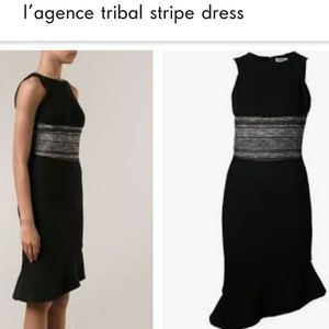 L'AGENCE Sz 8 black wool dress with waist detail